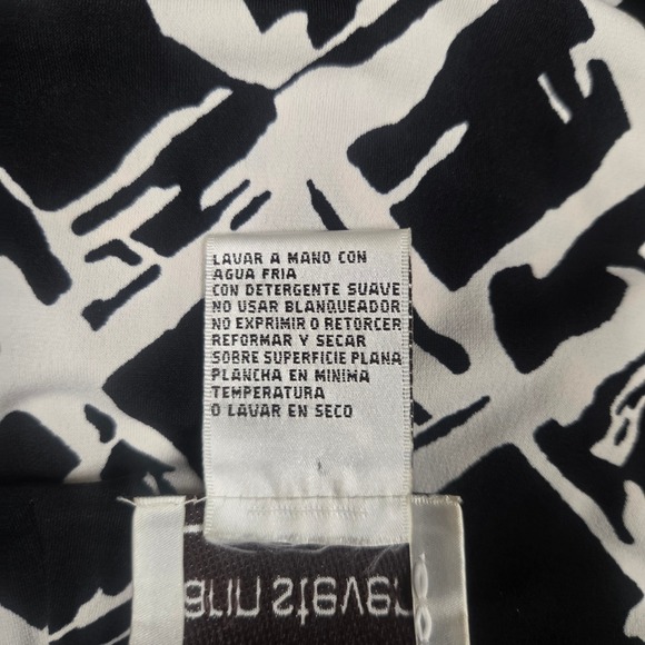 Karin Stevens Black White Abstract Geometric Print Short Sleeve Midi Dress 10 - Picture 4 of 4